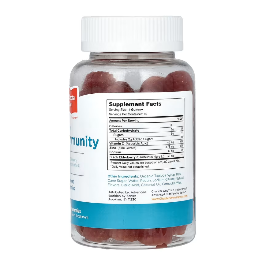 Zahler - Chapter One Immune Support Gummies for Kids & Adults with Vitamins C, Zinc & Black Elderberry (60 Flavored Gummies) Kosher - Made in USA