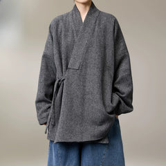 Unisex Autumn/Winter Chinese Layman's Robe – Mid-Length Loose Taoist Gown, Zen Meditation & Tea Ceremony Clothing