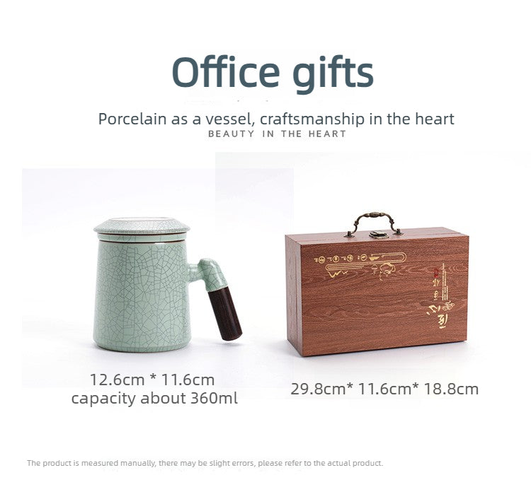 Ru Kiln Tea Cup Office Personal Tea Cup High-end Mug Ceramic Cup Porcelain Filter Cup Gift Box