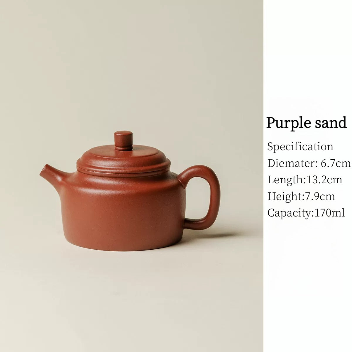 Purple Clay Dezhong Teapot – Raw Zhu Clay, Hand-Thrown 170ml Kung Fu Tea Pot, Vintage Style Purple sand - Dezhong pot 170ml