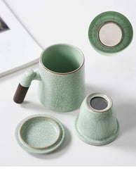 Ru Kiln Tea Cup Office Personal Tea Cup High-end Mug Ceramic Cup Porcelain Filter Cup Gift Box