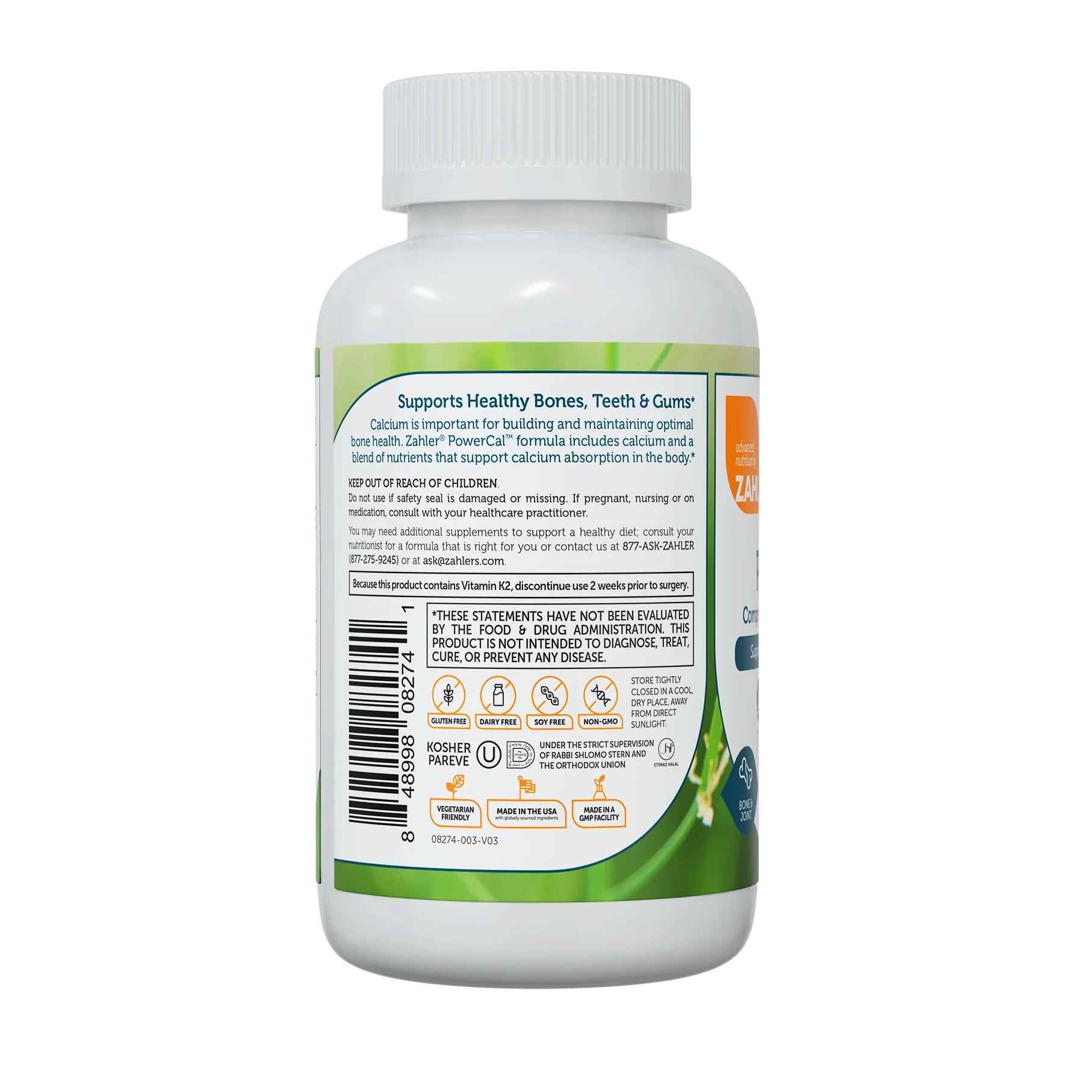 Zahler PowerCal - Calcium D3 K2 Magnesium Supplement - Teeth, Gums & Bone Strength Support - Kosher Bone Health Calcium Supplement for Women & Men with Vitamin D3 K2 and Magnesium (120 Capsules)