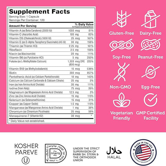 Zahler Total One Prenatal, Essential Once-Daily Prenatal, 120 Capsules