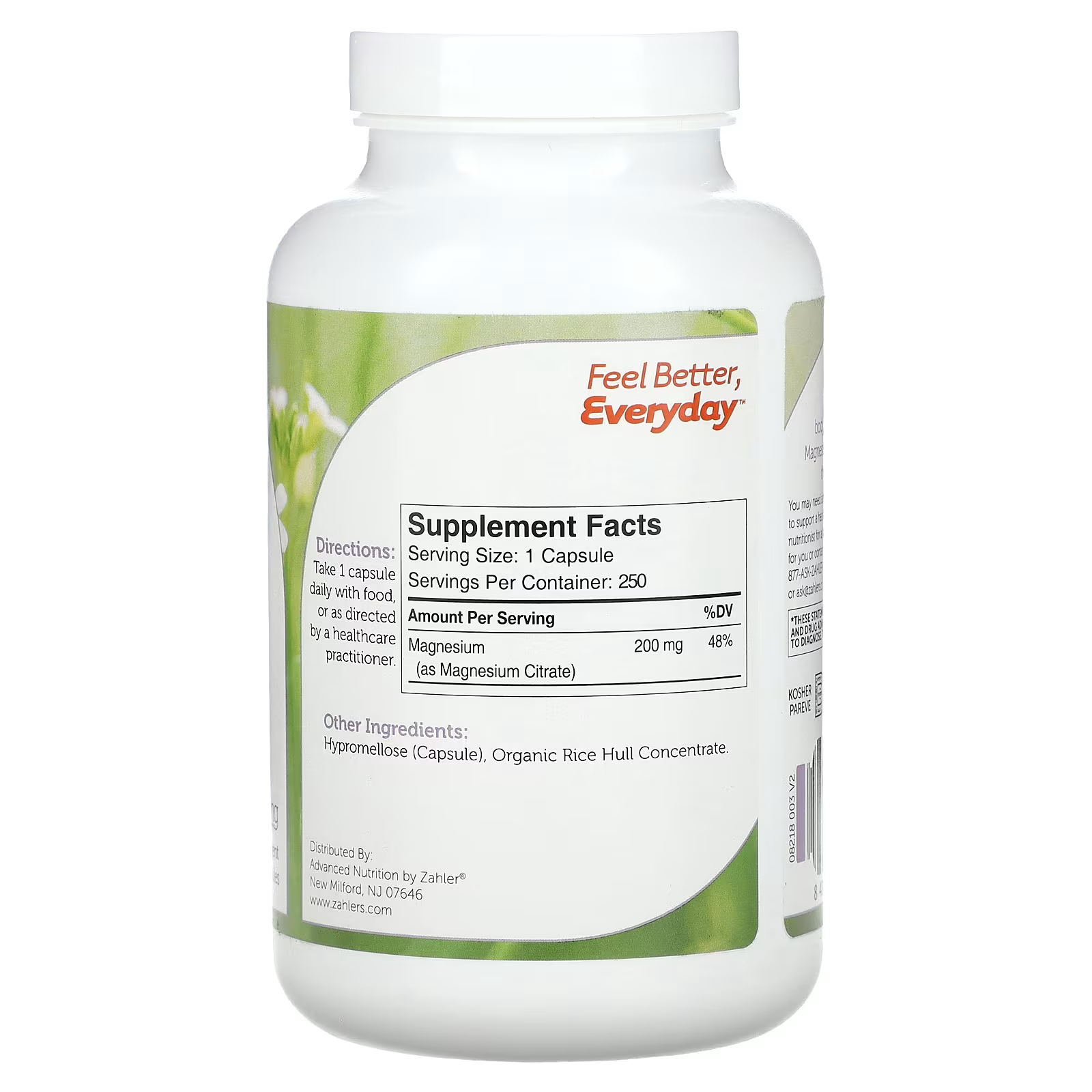 Zahler, Magnesium, Bioactive Magnesium Citrate, 200 mg, 250 Capsules