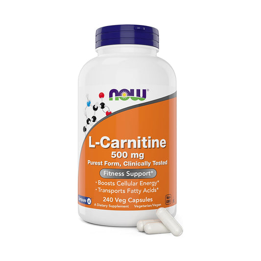 NOW Foods L-Carnitine 500 mg, 100 Veg Caps - Fitness Support- Amino Acid Health