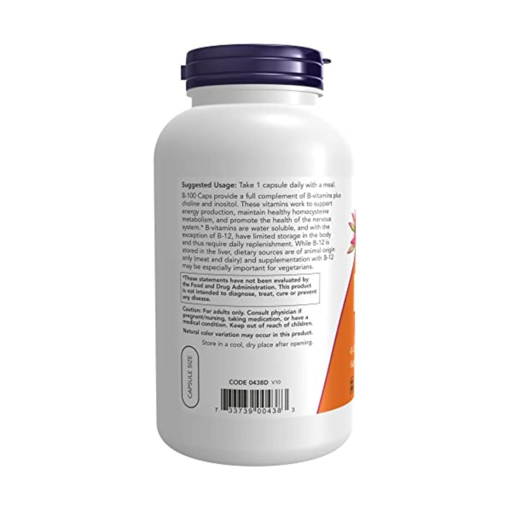 NOW Supplements, Vitamin B-100, Energy Production*, Nervous System Health*, 250 Veg Capsules