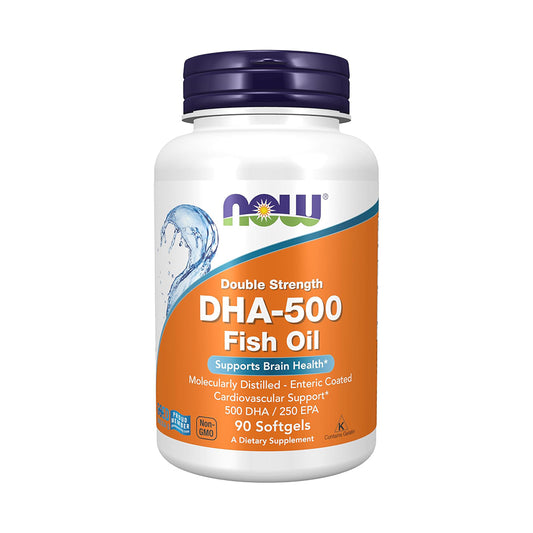 NOW Foods Supplements, DHA-500 with 250 EPA, Molecularly Distilled, Supports Brain Health*, 90 Softgels