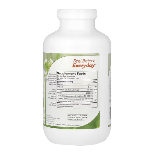 Zahler, Omega 3 Platinum+D™, Advanced Omega 3 Fish Oil + Vitamin D3, 360 Softgels