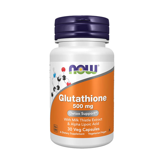 NOW Foods Supplements, Glutathione 500 mg, With Milk Thistle Extract & Alpha Lipoic Acid, 30 Veg Capsules