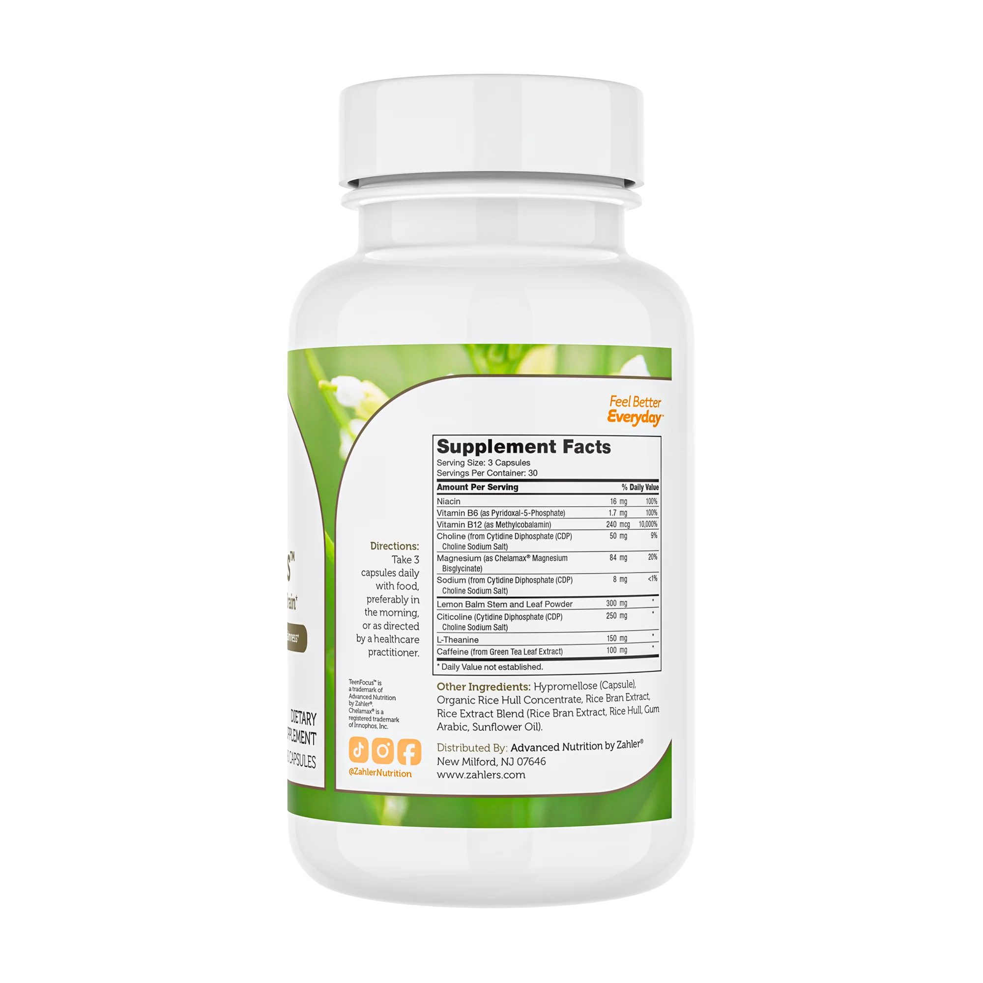 Zahler's TeenFocus Healthy and Active Brain 90 Capsules