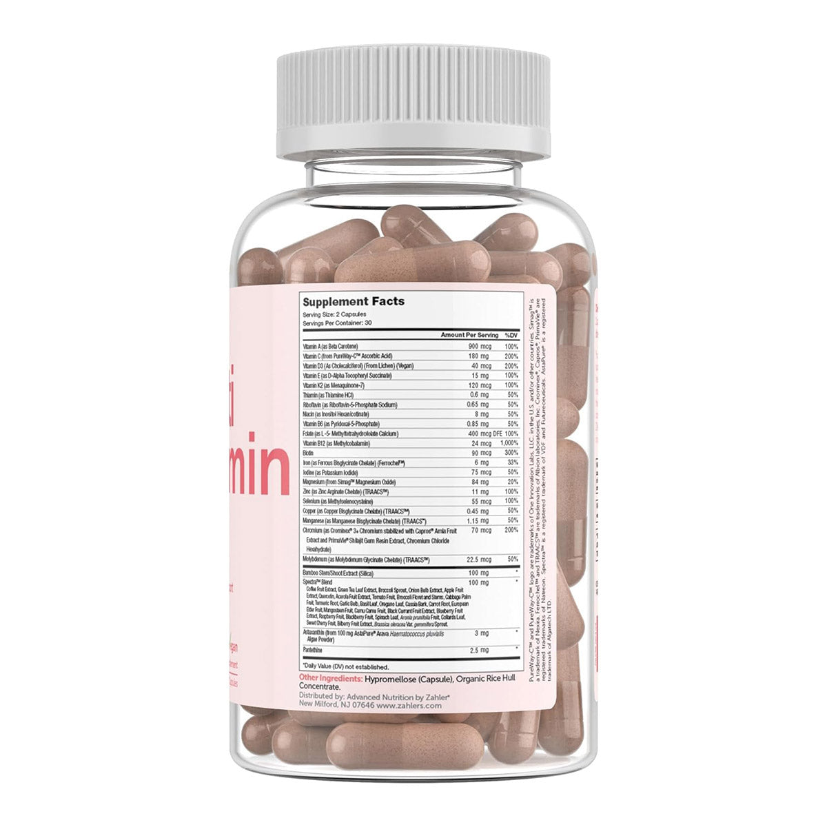 Zahler Multivitamin Beauty + Skin Hair and Nails Support, Multivitamin for Women and Men with Iron, Certified Kosher, 60 Capsules