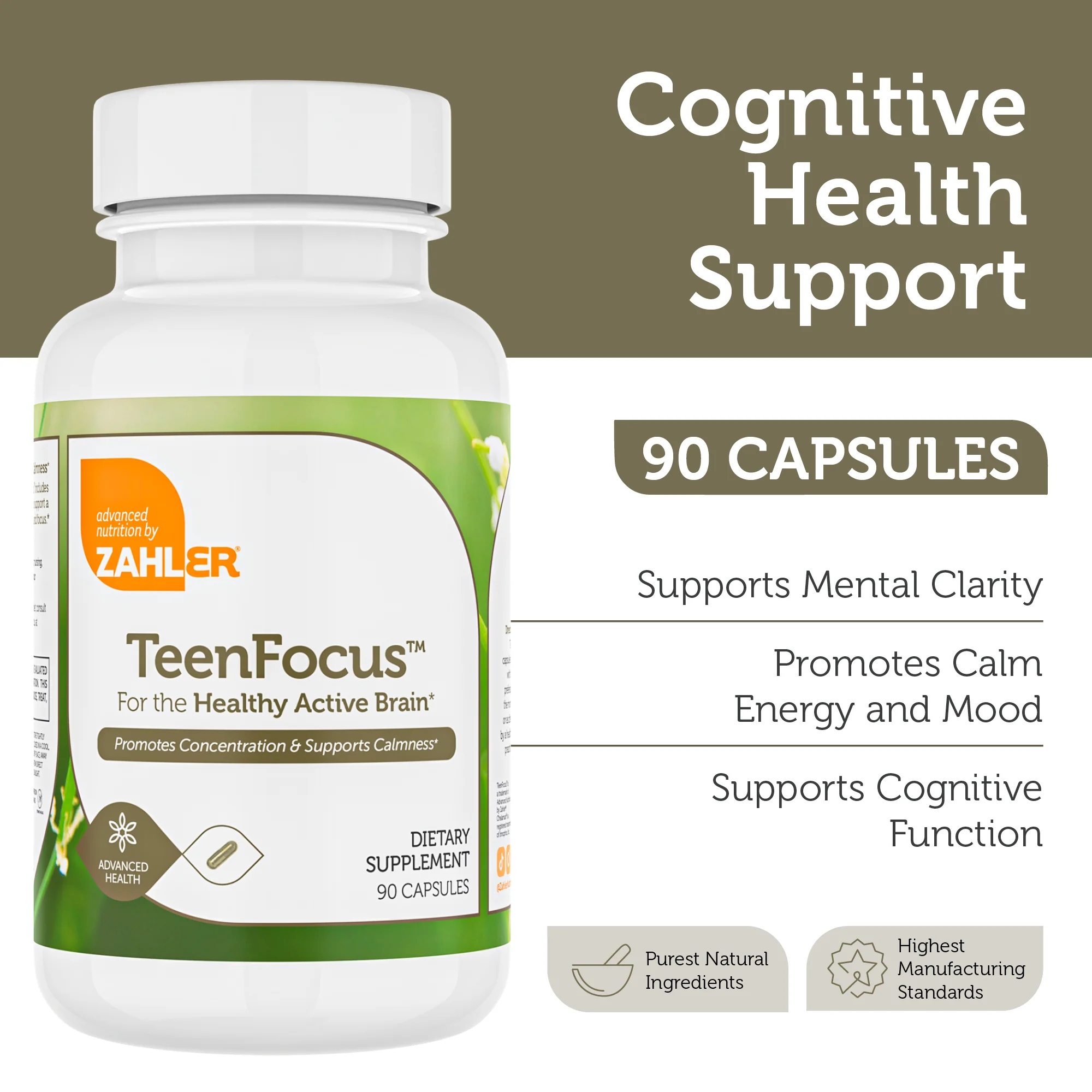 Zahler's TeenFocus Healthy and Active Brain 90 Capsules