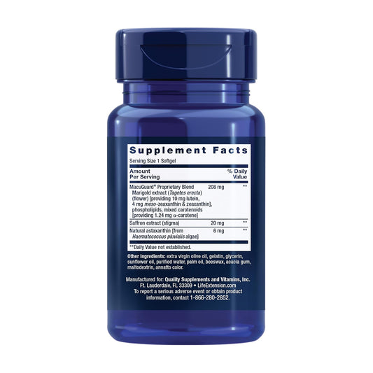 Life Extension MacuGuard Ocular Support with Saffron & Astaxanthin – Eye Health Supplement for Healthy Vision 60 softgels