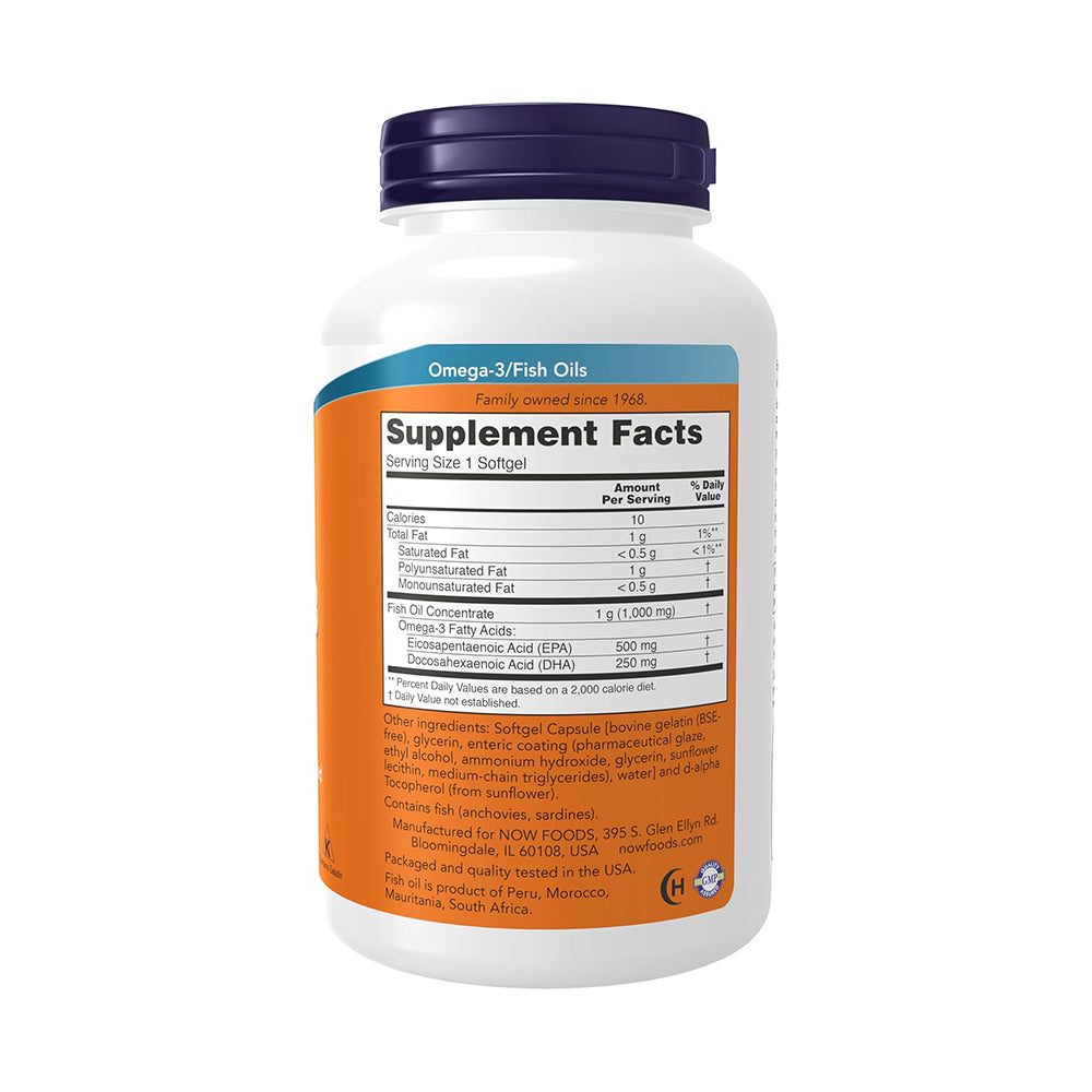 NOW Foods Supplements, Ultra Omega-3 Molecularly Distilled and Enteric Coated, 180 Softgels