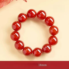Natural Red Agate & “Ink Jade” Bracelet – Authentic Gemstone Bead Strand for Women Red Agate 18MM