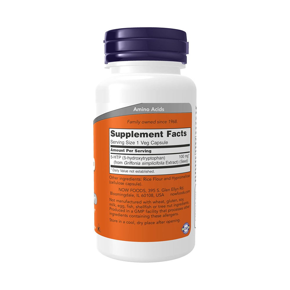 NOW Foods Supplements, 5-HTP (5-hydroxytryptophan) 100 mg, Neurotransmitter Support*, 60 Veg Capsules