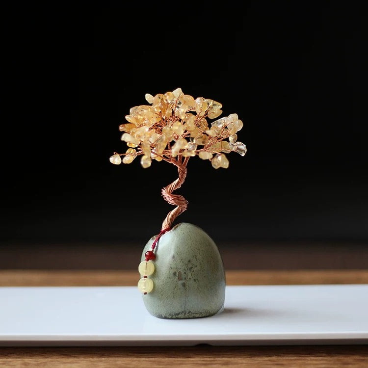 Natural Citrine Money Tree – Crystal Bonsai for Desk, Office & Tea Table Citrine