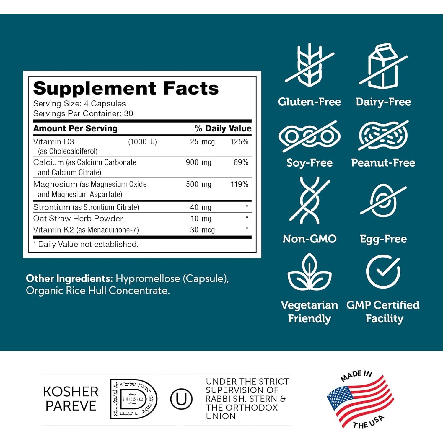 Zahler PowerCal - Calcium D3 K2 Magnesium Supplement - Teeth, Gums & Bone Strength Support - Kosher Bone Health Calcium Supplement for Women & Men with Vitamin D3 K2 and Magnesium (120 Capsules)