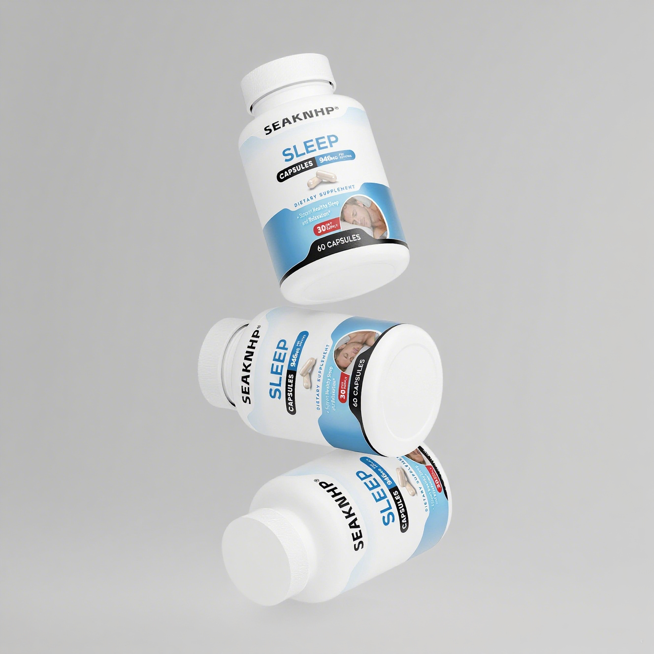 Seaknhp Supplement Melatonin 10 mg - 60 Capsules - Support Healthy Sleep and Relaxtion