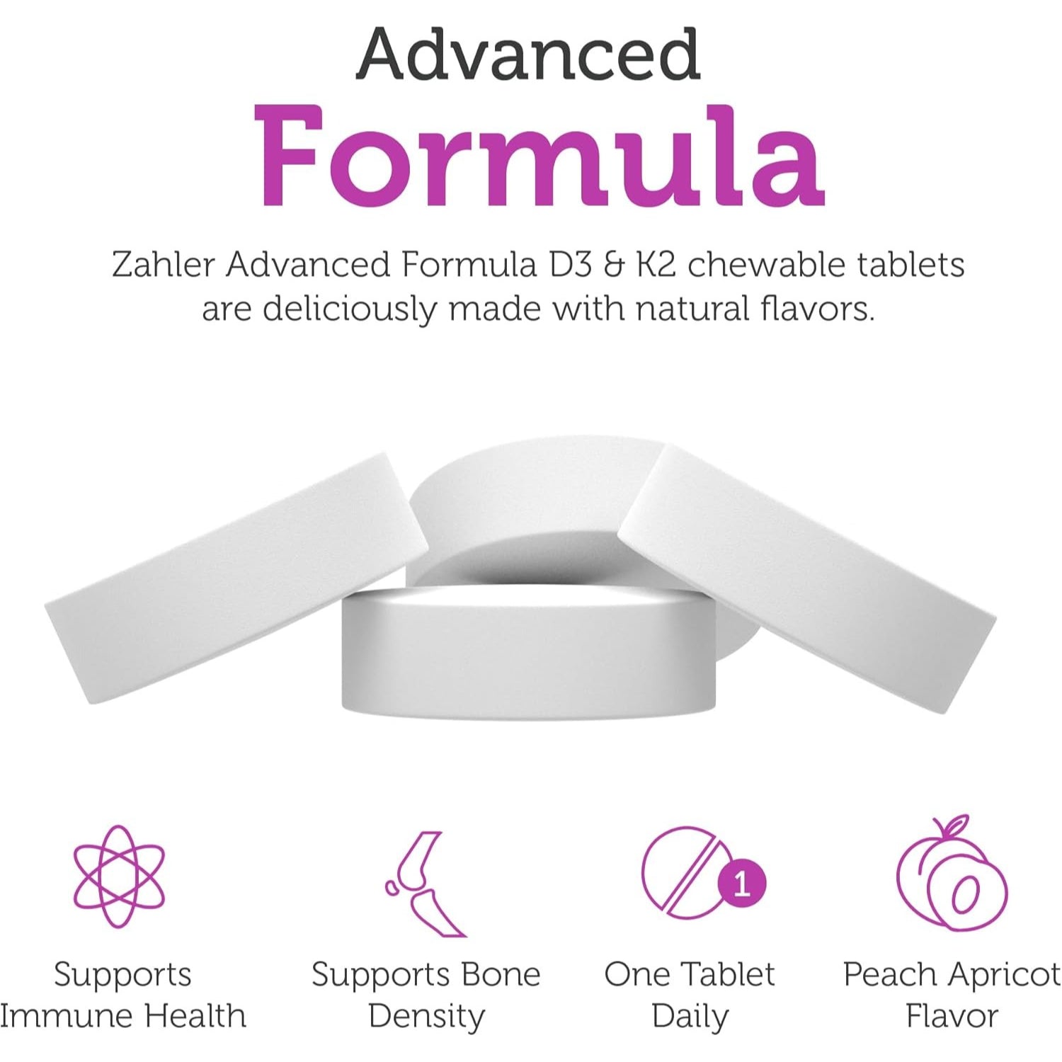 Zahler - Vitamin D3 & K2 Chewable Supplement (90 Count) for Calcium Absorption, Bone Density & Immune Support