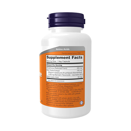 NOW Foods Supplements, Glutathione 500 mg, 60 Veg Capsules