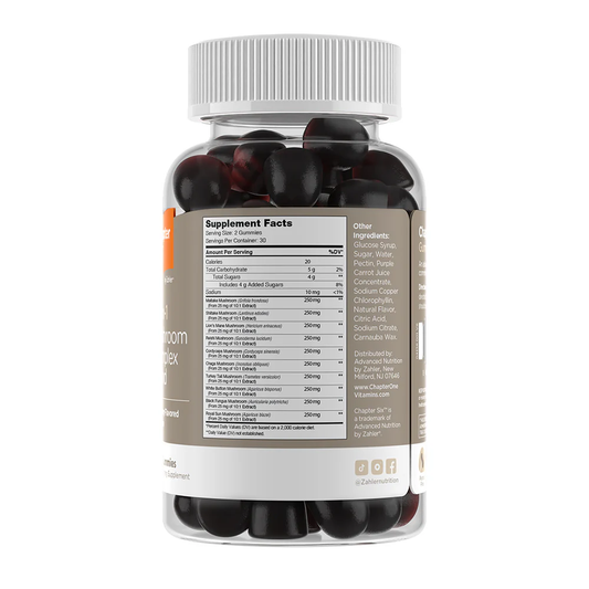Zahler Chapter Six 10 in 1 Mushroom Complex Blend, Raspberry Flavored 60 Count.