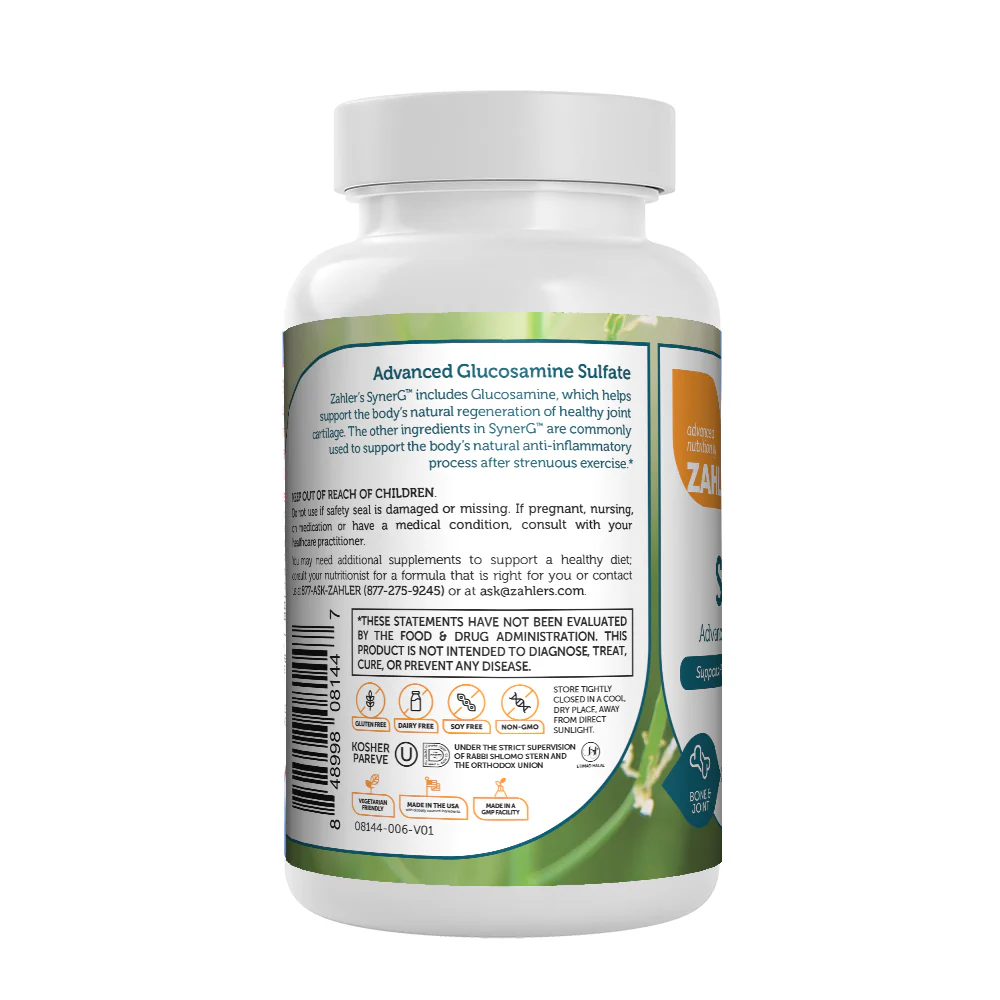 Zahler SynerG (120 capsules) Advanced Glucosamine Formula Support healthy joint cartilage regeneration