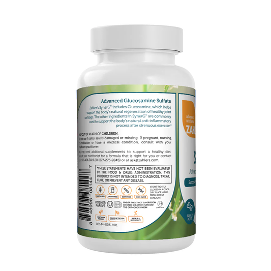 Zahler SynerG (120 capsules) Advanced Glucosamine Formula Support healthy joint cartilage regeneration