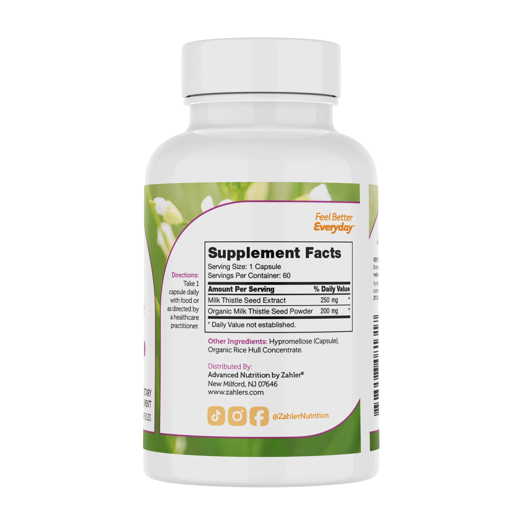 Zahler Milk Thistle Support Healthy Liver Function 60 Capsules