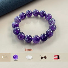 Natural Amethyst Bracelet – Purple Crystal Beaded Stretch Bangle for Calm, Clarity & Everyday Wear (6/8/10/12/14mm) 14mm