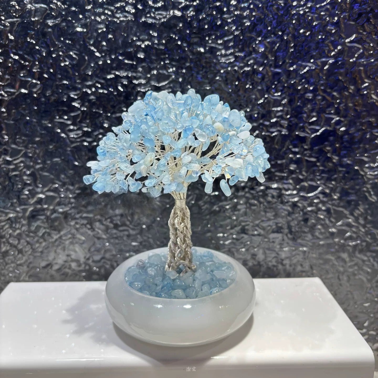Natural Aquamarine Crystal Tree – Blue Stone Bonsai for Desk Decor & Creative Gift (8/15/18 cm)