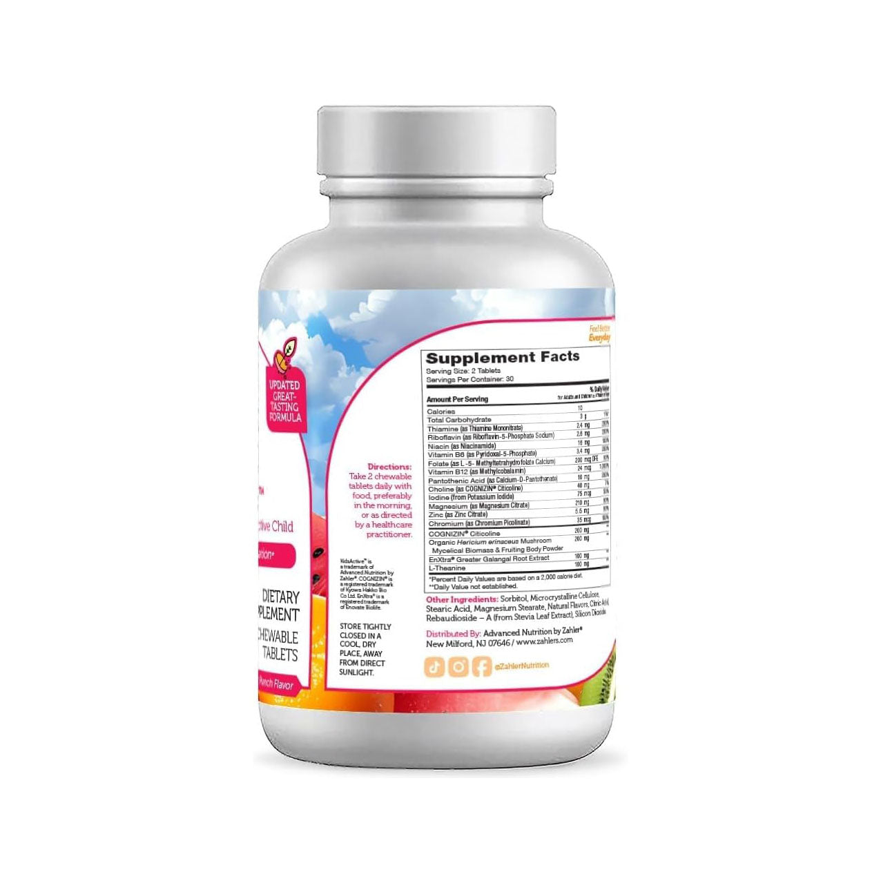 Zahler KidsActive, Kids Chewable Concentration Formula, 180 Fruit Punch Flavored Tablets