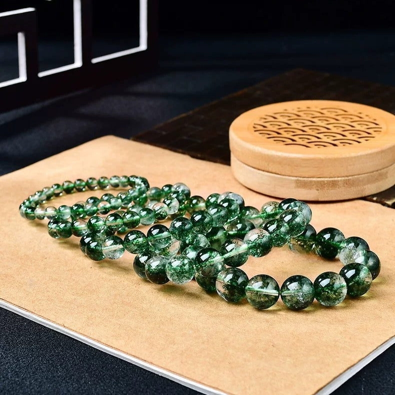 Natural Green Phantom Bracelet – Beads 6/8/10/12mm)