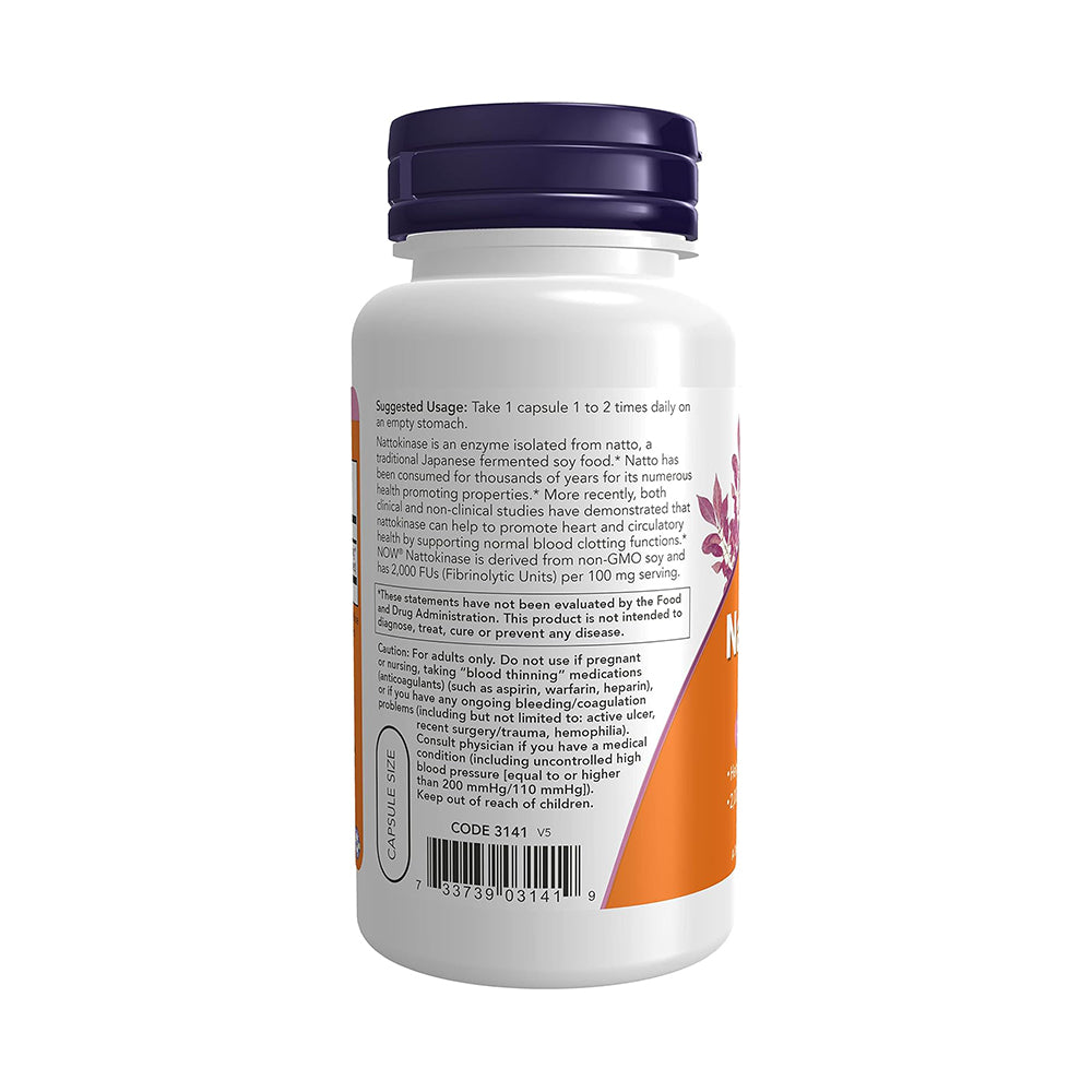 NOW Foods Nattokinase 100 mg, 120 Veg Capsules