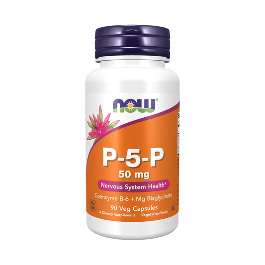 NOW Foods Supplements, P-5-P 50 mg with Coenzyme B-6 + Mg Bisglycinate, 90 Veg Capsules
