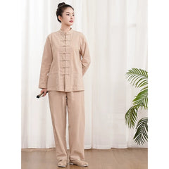 Xuanshan unisex lay suit tea suit cotton and linen wide-leg pants Chinese style Zen Chinese Tang style Zen suit set