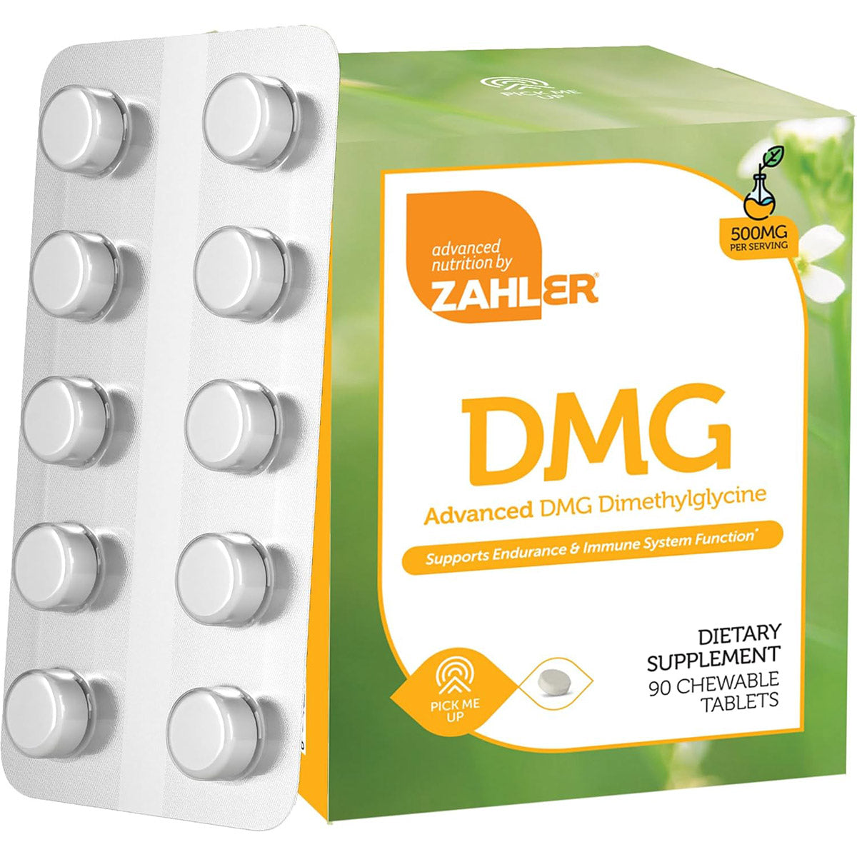 Zahler DMG 500mg - DMG Dimethylglycine Supplement for Endurance & Immune System Support - DMG Supplements with Amino Acid Glycine Tablets 90 Count