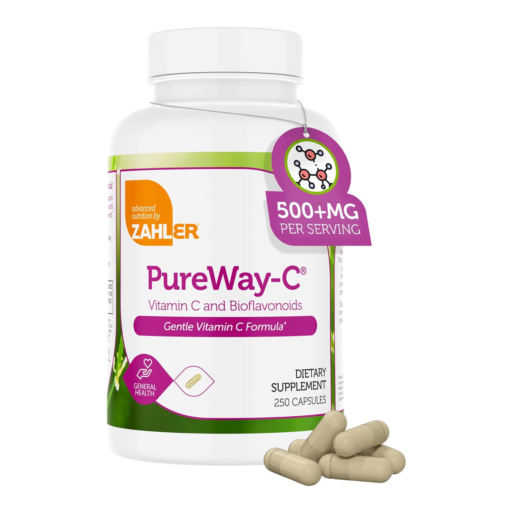 Zahler Vitamin C 500mg - Bioflavonoids - Gentle on Stomach - Immune Support (250 Count)