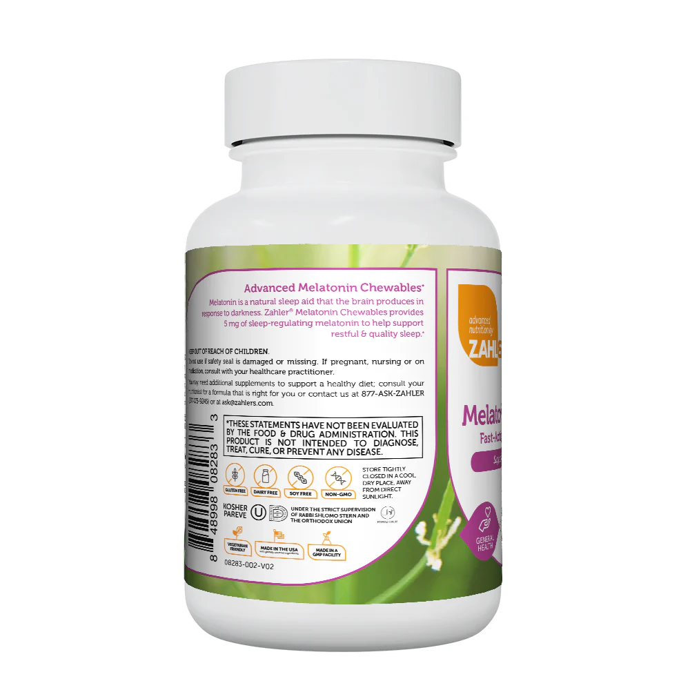 Zahler Melatonin 5mg Tablets -Delicious Orange Flavor - Supports Restful and Quality Sleep  (60 Capsules)