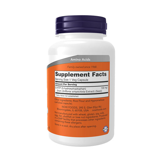 NOW Foods Supplements, 5-HTP (5-hydroxytryptophan) 100 mg, Neurotransmitter Support*, 120 Veg Capsules
