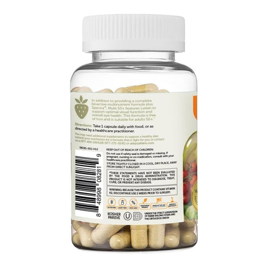 Zahler Multivitamin 50+, Iron-Free Formula + Lutein for Eye Health, 60 Capsules.