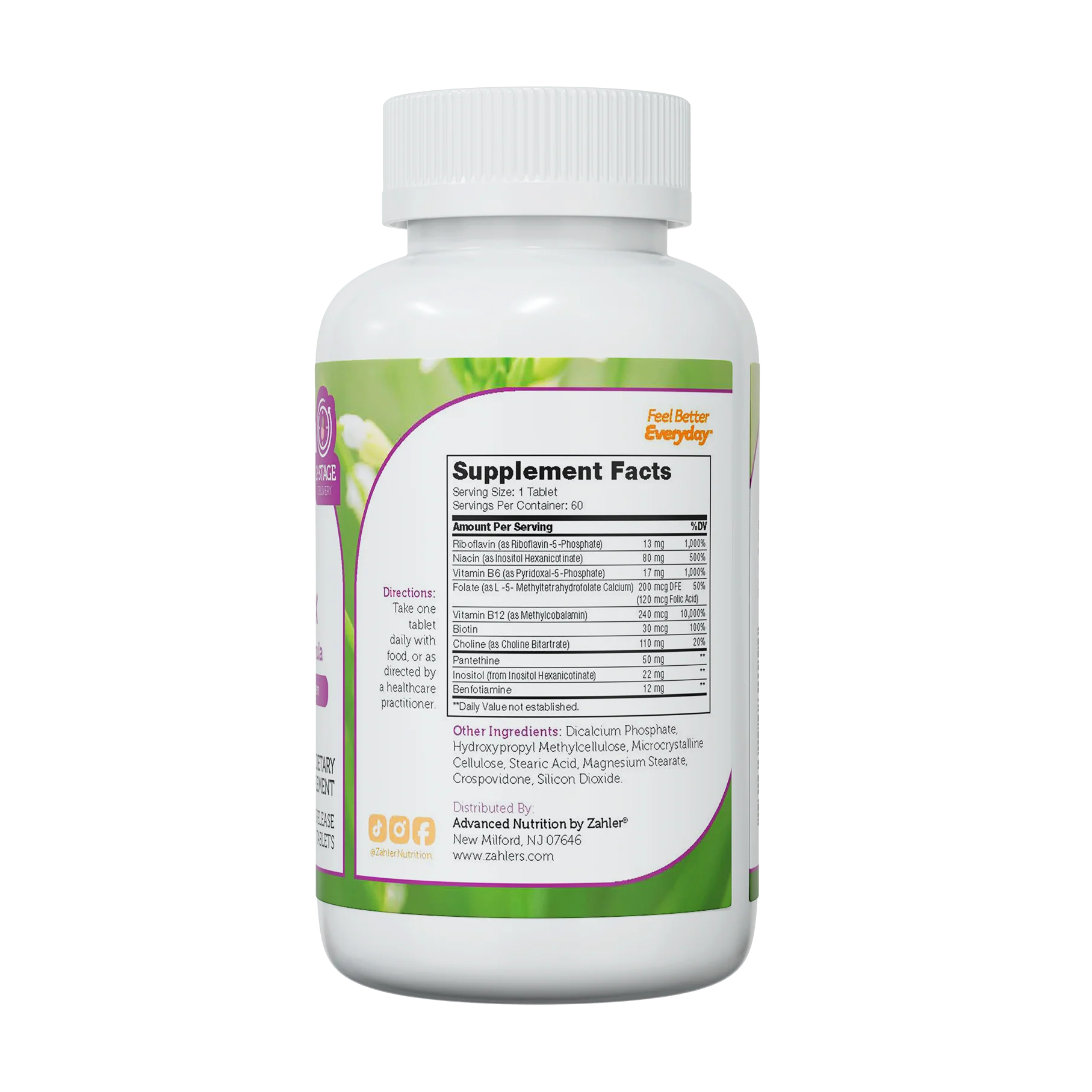 Zahler B-Complex Vitamins for Women & Men - Vitamin B Complex  Advanced 2-Stage Delivery System (60 Tablets)