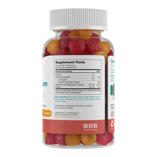 Zahler Chapter One Magnesium Gummies, Magnesium Gummies for Kids Women and Men, Raspberry and Mango Flavored, Certified Kosher, (60 Flavored Gummies)