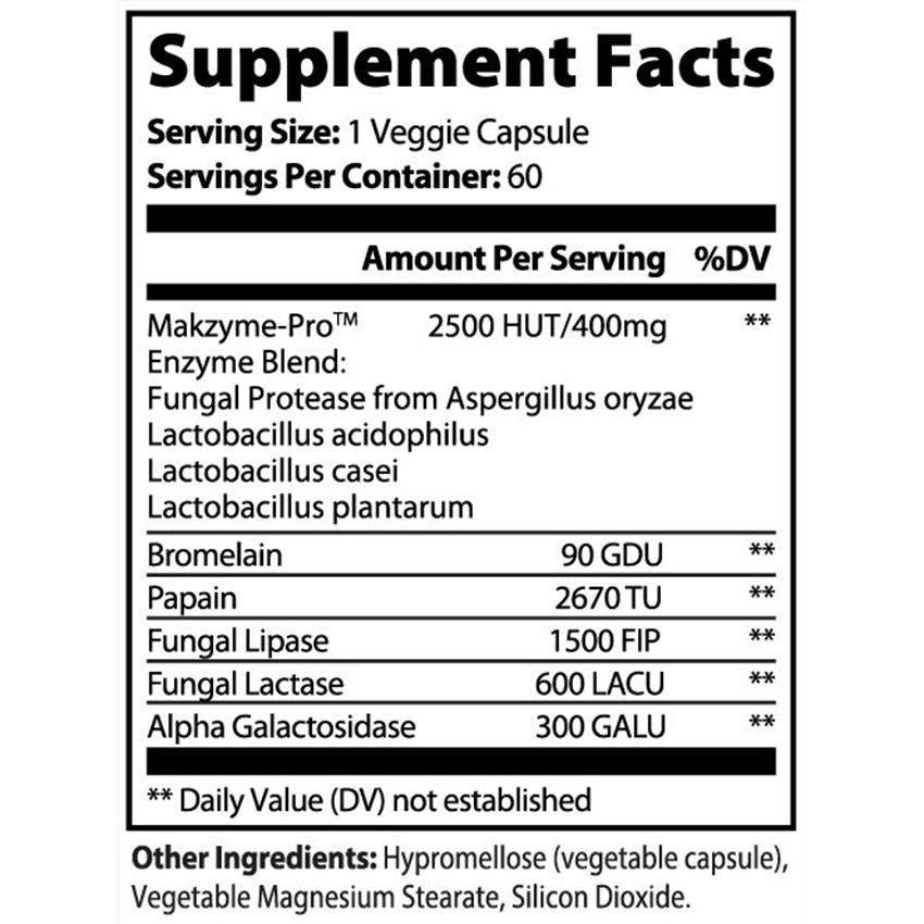 Digestive Enzyme 60 caps Pro Blend Promotes digestive health