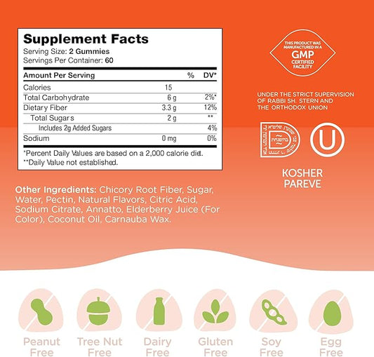 Zahler - Fiber Gummies for Adults & Kids (120 Count) for Digestion Support, Healthy Regularity & Overall Health