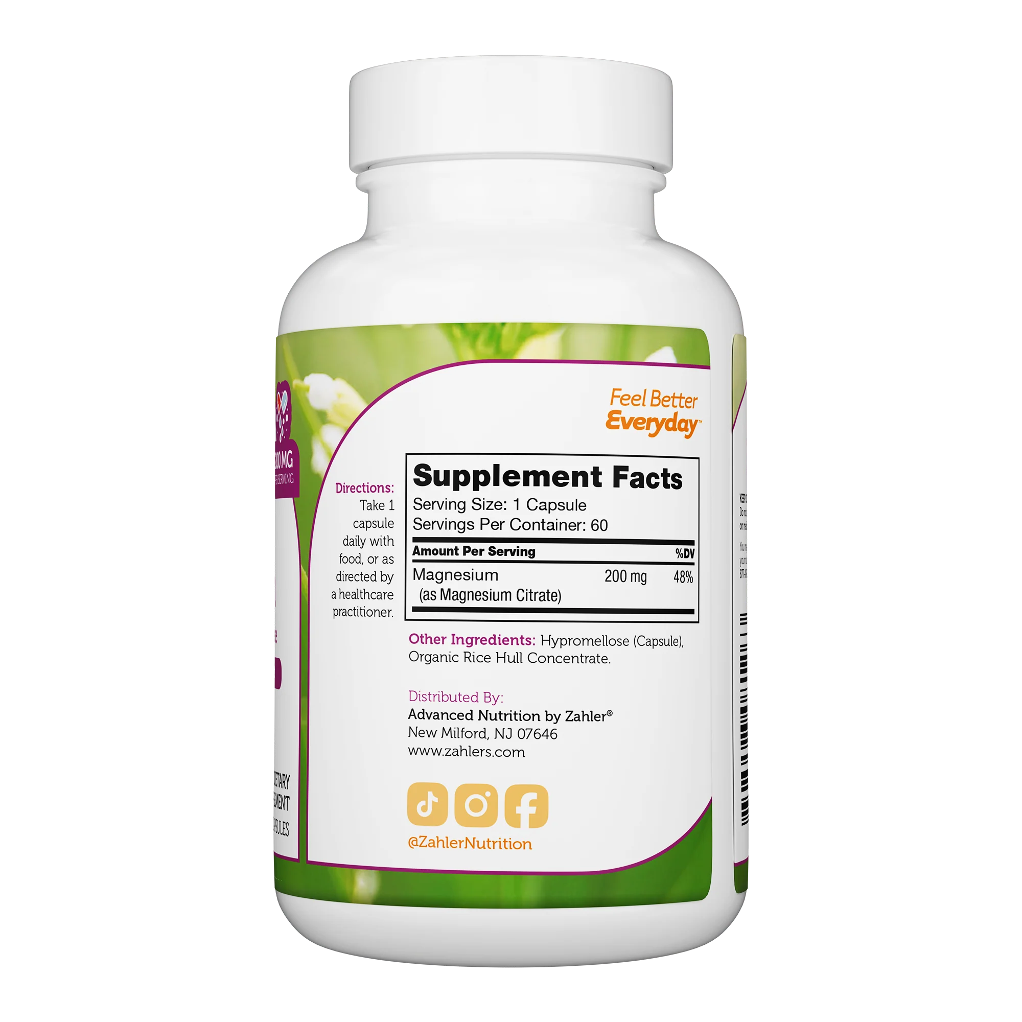 Zahler, Magnesium, Bioactive Magnesium Citrate, 200 mg, 120 Capsules