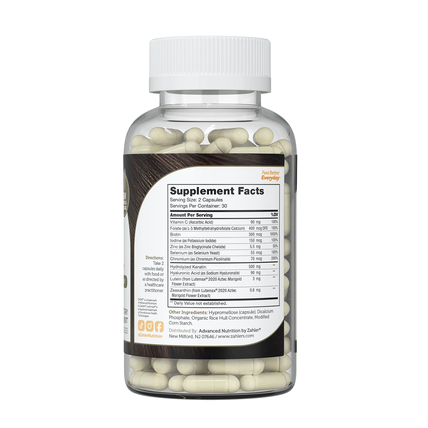 Zahler Shine Hair Skin and Nails Vitamins for Women & Men - Multivitamin for Hair Growth, Stronger Nails and Skin Health (60 Capsules)