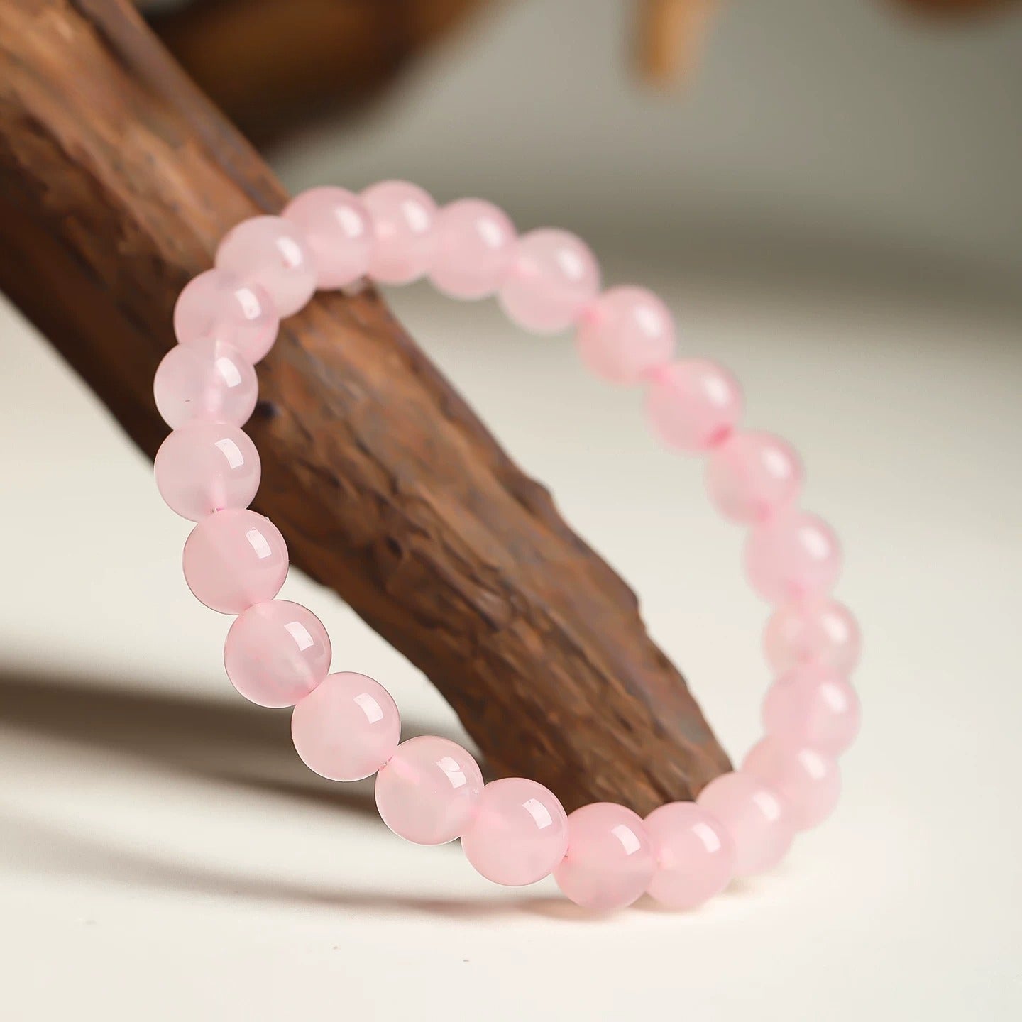 Natural Rose Quartz Bracelet – Pink Crystal Beaded Stretch Bangle for Friendship & Love (6/8/10/12mm)