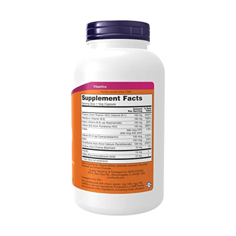 NOW Supplements, Vitamin B-100, Energy Production*, Nervous System Health*, 250 Veg Capsules