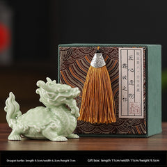 Ceramic Dragon Turtle Feng Shui Statue – Auspicious Dragon-Headed Turtle for Wealth, Protection & Office Decor Celadon